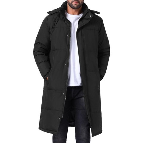 Мужские куртки INSPIRE CHIC Men's Winter Full-Zip Winter Detachable Hooded Quilted Padded Puffer Jacket Small Black