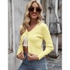 Womens Tie Front Cardigan Long Sleeve Rib Knit Shrug for Dress Sweaters Open Front Crop Tops - 4 of 4
