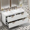 48" Modern Style Wall-Mounted Bathroom Vanity Combo with Double Ceramic Sinks, 4 Drawers, Ideal for Small Bathrooms, White/Green - ModernLuxe - 2 of 4