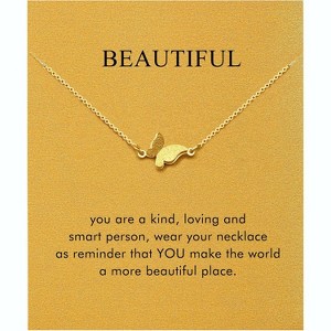 Inspirational Butterfly Compass Necklace Graduation Christmas Gift for Her Butterfly - 1 of 4