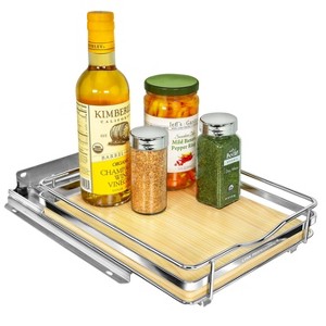 Lynk Professional Slide Out Vertical 8.25" Single Metal/Wood Spice Rack Silver: Cupboard Organizer, Pull Out Storage - 1 of 4
