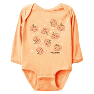 The Juniper Shop SmileyWorld Pumpkin Collage Daisies Long Sleeve Bodysuit - 1 of 4