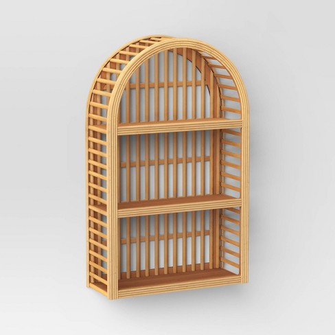 Free Shipping on Boho Natural Woven Rattan Small Bookcase 3 Shelf