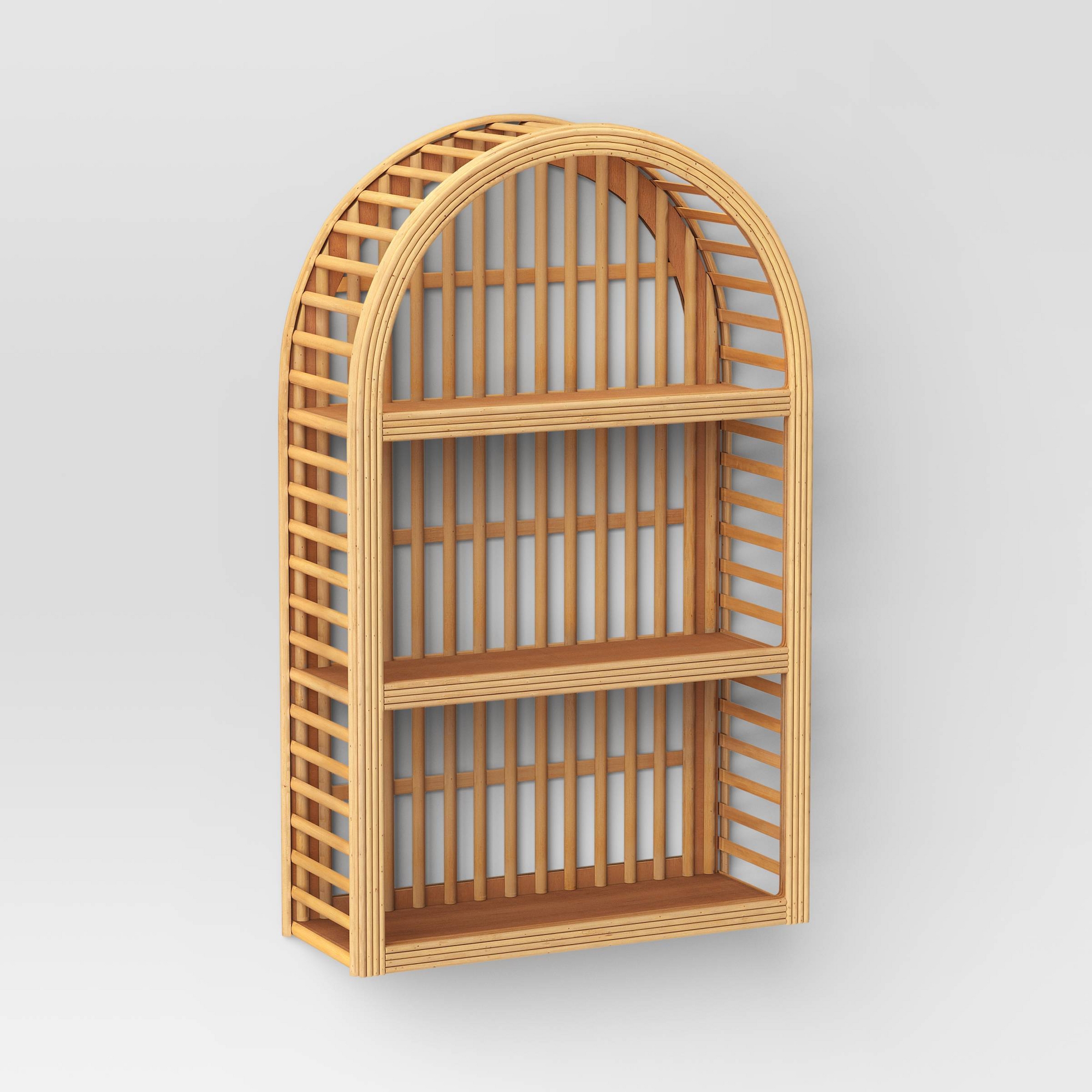 12" x 20" Wood and Rattan Wall Shelf Natural - Threshold™