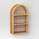 12" x 20" Wood and Rattan Wall Shelf Natural - Threshold™