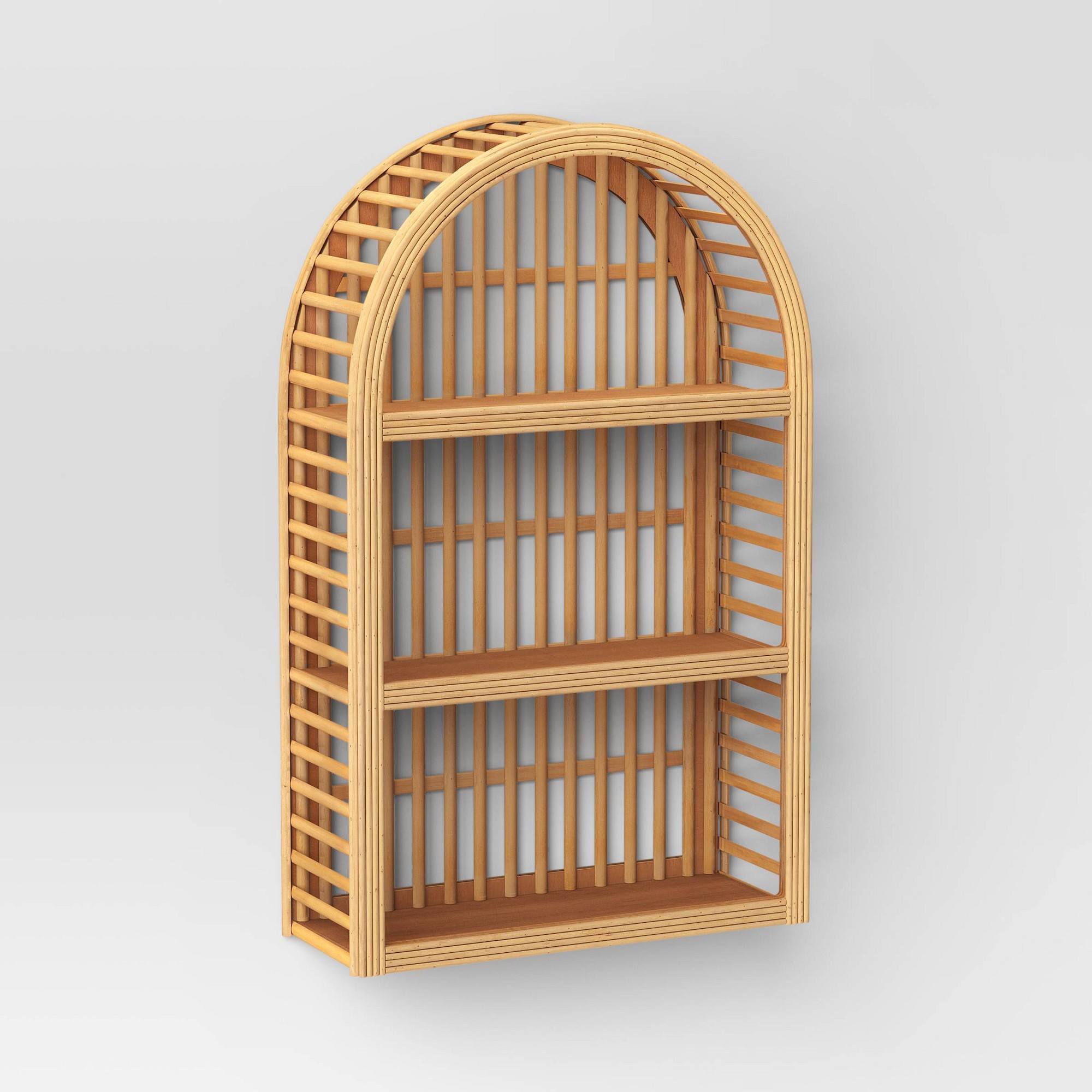 12" x 20" Wood and Rattan Wall Shelf Natural - Threshold™