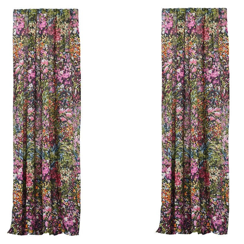 Basel Floral Lined Curtain Panel with Rod Pocket - 2pk - Levtex Home, 2 of 4