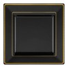 Smarty Had A Party 6.5" Black with Gold Square Edge Rim Plastic Appetizer/Salad Plates (120 Plates) - 2 of 4