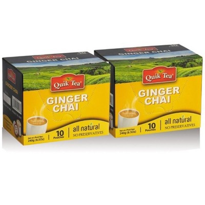 Quik Tea Ginger Chai Latte All Natural No Preservatives 20 Pouches - 480 g - Indian Tea