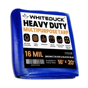 WHITE DUCK 8 oz Poly Tarpaulin Heavy-Duty Waterproof All-Weather Tarp for Construction, Farm, Commercial or Outdoor Use with Brass Eyelets - 1 of 4