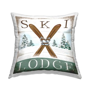 Stupell Industries Vintage Ski Lodge Indoor Decorative Throw Pillow, 18 x 18 - 1 of 3