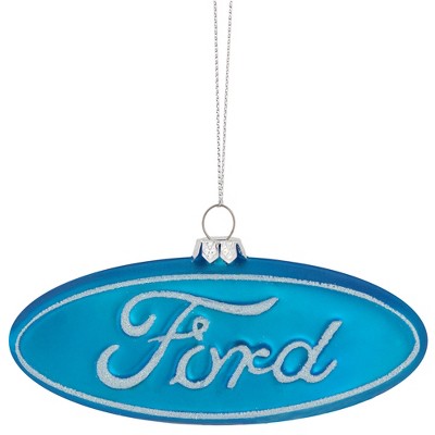 Northlight 5" Officially Licensed "Ford" Logo Collectible Glass Christmas Ornament - Blue/White