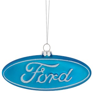 Northlight 5" Officially Licensed "Ford" Logo Collectible Glass Christmas Ornament - Blue/White - 1 of 4