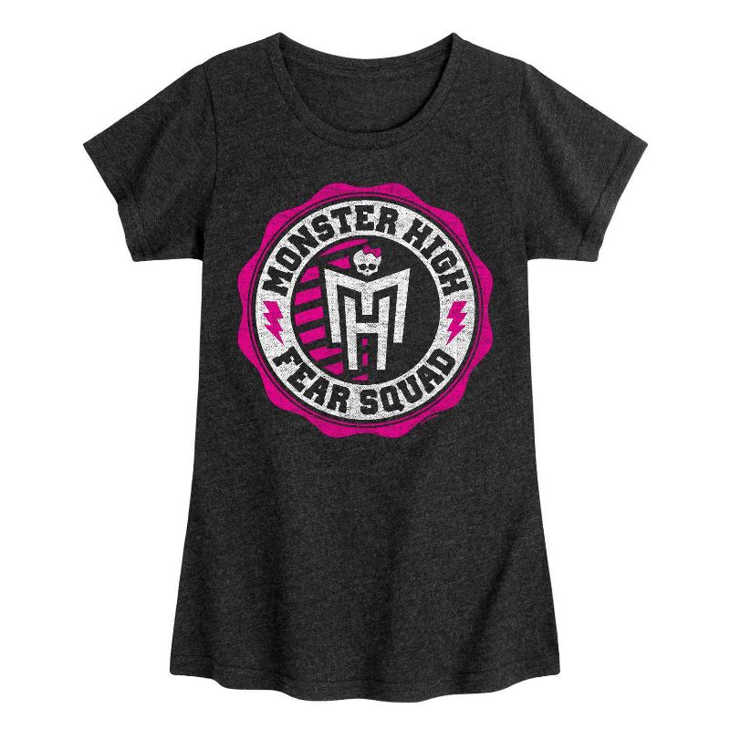 Girls' Monster High Fear Squad Short Sleeve Graphic T-Shirt - Heather Black, 1 of 3