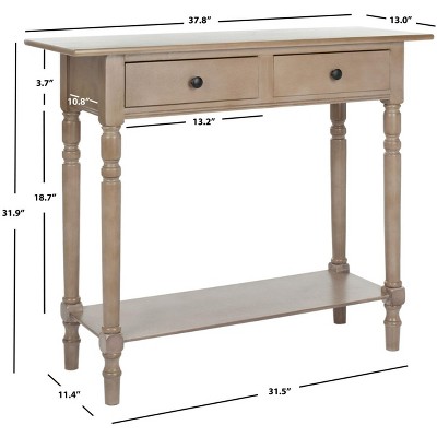 Transitional Gray Pine Console Table with Dual Storage Drawers