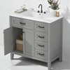 36" Bathroom Vanity with Ceramic Sink Top, Soft-Close Doors, 3 Drawers, Solid Wood Freestanding Cabinet for Modern Bathrooms - 2 of 4