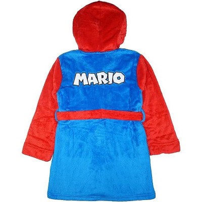 Kids' Flame Resistant Red and Blue Microfiber Hooded Robe