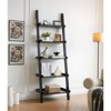 SEVOBAL Utility Storage Shelves Bookcase Ladder Five Shelf Popular Modern Design Shelves with Rounded Shelf Barrier Corners, Brown, 24.75"*16.5"*72" - 4 of 4