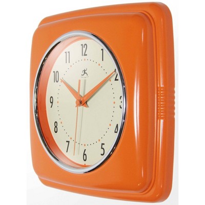 Retro Orange Square 9.5" Silent Quartz Wall Clock