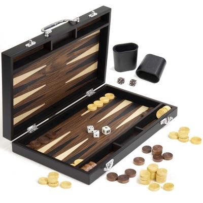 Craftsman Deluxe Wood Backgammon Set with Natural Veneer Finish