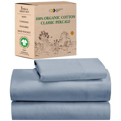 California Design Den  Bed Sheets Set - 100% Organic Cotton Percale, Deep Pocket