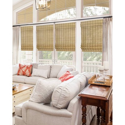 23" x 64" Deer Brown Bamboo Cordless Roman Shade
