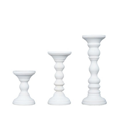 Mela Artisans Matte White Farmhouse Candle Holders for Pillar Candles (Set of 3)