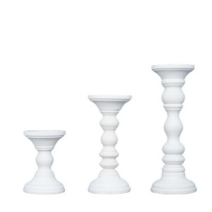 Mela Artisans Matte White Farmhouse Candle Holders for Pillar Candles (Set of 3) - 1 of 4