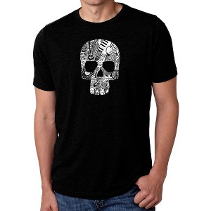 LA Pop Art Rock n Roll Skull - Men's Premium Blend Word Art T-Shirt - 1 of 4