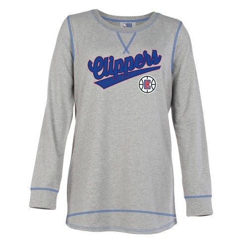 NBA Los Angeles Clippers Women's Gray Long Sleeve Team Slugger Crew Neck T-Shirt - S