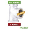 Pipe Decor 1 in. x 3/4 in. x 3/4 in. Galvanized Reducing Tee - 2 of 4