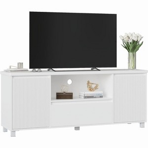 Jojoka Modern White Wood TV Console Table for TVs Up to 70", White - 1 of 4