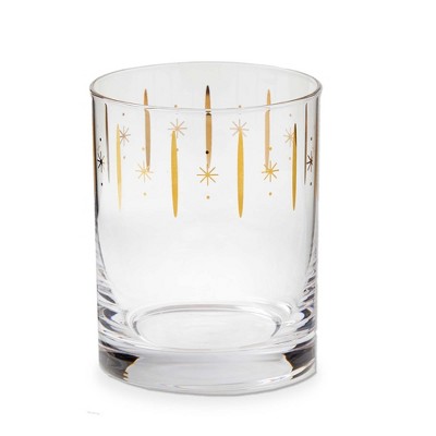 tag Starlight Double Old-Fashioned Glasses 18oz Gold Drinkware Set for Christmas 3.25in x 3.25in x 4in Hand Wash Only