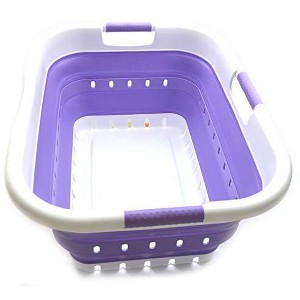 SAMMART 41L (10.8 Gallon) Collapsible Plastic Laundry Basket with 3 Handles - 1 of 4