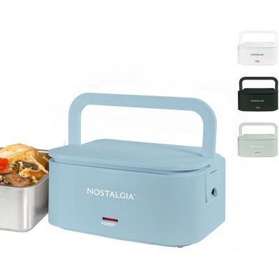 Nostalgia 32-Ounce Portable Heated Electric Lunch Box – Leak-Proof Silicone Sealed Lid, Foldable Carry Handle, Detachable Cord