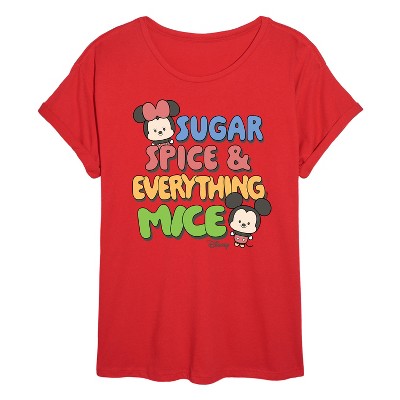 Women's - Disney - Mickey and Minnie Sugar Spice Everything Nice Oversized Graphic T-Shirt
