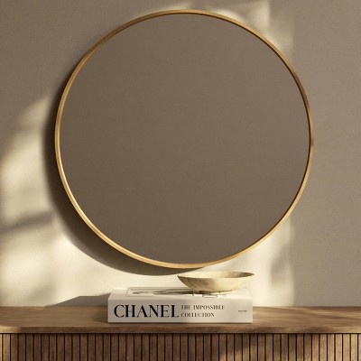 Natural Pine Round Wall Mirror 34"