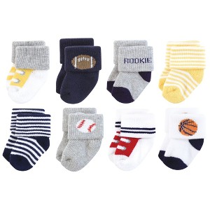 Hudson Baby Infant Boy Cotton Rich Newborn and Terry Socks, Sports Rookie - 1 of 4