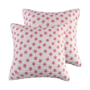 Let It Snow Holiday Euro Sham Set of 2 Red - Levtex Home - 1 of 3