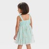 Audrey Camille Toddler Girls' Glitter Embroidered Floral Tank Tulle Dress - Mint Green - 2 of 3