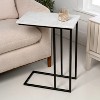 JONATHAN Y Caius 24.25" Designer Industrial Metal C-Shaped End Table & Side Couch Table with White Marble Top - 2 of 4
