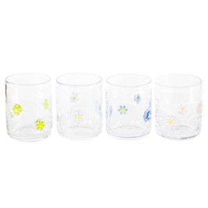 Jeanne Fitz Handblown Floral Drinking Glasses Set of 4, 17 oz Botanical  Flower Tumblers