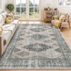 Rugs for Living Room Boho Medallion Area Rug Printed Kitchen Rugs Soft Low Pile Faux Wool Washable Floor Carpet Accent Rug - 2 of 4