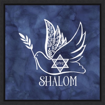 Amanti Art Festival of Lights blue V-Shalom Dove by Tara Reed Canvas Wall Art Print Framed 16 x 16-in.