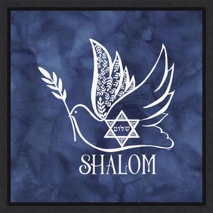 Amanti Art Festival of Lights blue V-Shalom Dove by Tara Reed Canvas Wall Art Print Framed 16 x 16-in. - 1 of 4