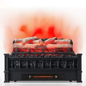 Tangkula 20" Electric Fireplace Log Set Heater with Adjustable Temp Overheating Protection Realistic Birch Wood Ember Bed - 1 of 4