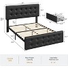 Bed Frame with 4 Storage Drawers & Adjustable Headboard - PU Leather Upholstered Platform Bed, Button Tufted Design - 2 of 4