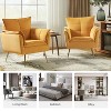Set of 2 Jonat Contemporary Velvet Wooden Upholstered Armchair with Metal Legs for Bedroom and Living Room | ARTFUL LIVING DESIGN - 3 of 4