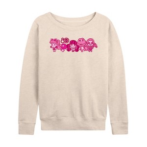 Women's - Mattel - 80Th Lineup Pink Lightweight French Terry Wide Neck Long Sleeve Shirt - 1 of 4