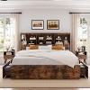 Wooden Platform Bed Frame with Bookshelf Headboard and 4 Drawers, No Box Spring Needed, Strong Metal Support, Noise-Free Storage. - 3 of 4